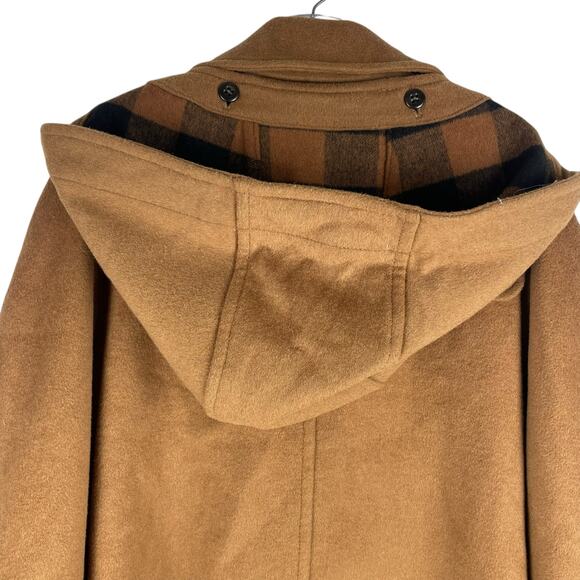 Coach Wool Blend Hooded Duffle Cape Coat Toggle Camel Brown Size M/L - Picture 10 of 14
